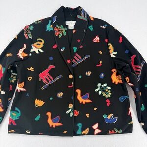 Jacqueline Lauren Whimsical Animal Print Cotton Blazer XL